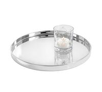 Plateau décoratif en métal avec bord argenté - 30 cm | Plateau élégant pour décoration de cadeaux de Noël, de l'Avent, plateau cadeau réutilisable