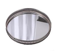 Plateau décoratif en métal miroir pour salle de bain, chambre à coucher, salon, organisateur de rangement, rangement de bijoux, maquillage, parfum, style vintage, plateau de courtoisie à suspendre au