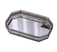 Plateau décoratif en métal miroir pour salle de bain, chambre à coucher, salon, organisateur de rangement, rangement de bijoux, maquillage, parfum, style vintage, plateau de courtoisie à suspendre au