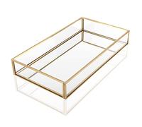 Plateau Décoratif en Verre, Plateau de Rangement en Verre, Plateau Miroir Decoratif, Plateau Cosmetique Decoratif, pour Bijoux, Parfum (30 * 20 * 5.5cm)