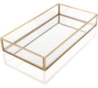 Plateau Décoratif En Verre, Plateau De Rangement En Verre, Plateau Miroir Decoratif, Plateau Cosmetique Decoratif, Pour Bijoux, Parfum, Maquillage, Pour Coiffeuse, Salle De Bain, Chambre À Coucher