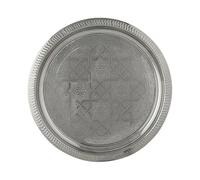 Plateau décoratif oriental Marrakech Ramadan - Plateau de service rond en laiton - Plateau à bougies Nacera argenté de 28 cm comme décoration de table pour la cuisine et le salon - Plateau de