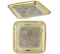 Plateau Décoratif Oriental Nacera Doré Carré 27Cm