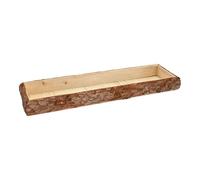 Plateau décoratif rectangulaire en bois avec écorce - 48 x 17 cm - Plateau à bougie naturel avec bord en écorce d'arbre - Décoration de table - Planche de Noël