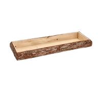 Plateau décoratif rectangulaire en bois avec écorce - Petit - 38 x 11 cm - Plateau à bougie naturel avec bord en écorce d'arbre - Décoration de table - Planche de Noël
