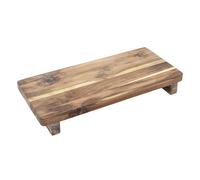 Plateau décoratif rectangulaire en bois de teck avec pieds - 37 x 17 cm - Bois massif naturel rustique - Plateau de table en bois - Plateau de service - Plateau de service - Plateau de l'Avent, Noël