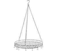 Plateau décoratif rond avec crochets, style campagne vintage, Ø44,5cm - décoration et rangement polyvalents, gris