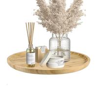Plateau décoratif rond en bambou pour petit déjeuner, dîner, café, thé, fruits pour maison, hôtel, restaurant (1, 30 x 30 x 2 cm)
