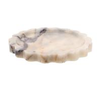 Plateau Décoratif Rond Festonné en Marbre pour Bijoux et Coiffeuse | Surface Lisse, Motifs Naturels de Pierre, Résiste la Poudre à L’huile, Facile à Nettoyer