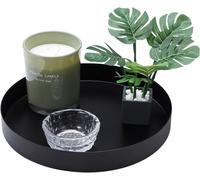Plateau décoratif rond noir en métal inoxydable Vendos85