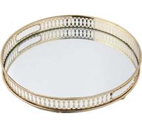 Plateau décoratif, surface miroir, organisateur polyvalent, or