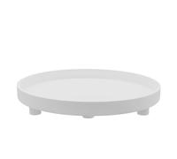 Plateau décoratif XL rond sur pieds 38 x 6 cm - Blanc - Grand plateau à bougie en bois avec bord - Assiette décorative pour bougies et cadeaux de Noël