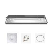 Plateau d'égouttement d'eau pour climatiseur - Kit universel de bac d'égouttement en acier inoxydable avec tube de vidange pour systèmes de pompe à chaleur universels divisés