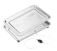 Plateau d'égouttement en acier inoxydable 304 avec tube de vidange, plateau de cuisine pour salle à manger et salon, 50 x 40 cm, durable et facile à nettoyer, parfait pour les services alimentaires et