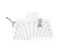 Plateau D'entraînement en Pot en Maille, Conception de Filet en Acier Inoxydable Facile à Nettoyer Porte-pavé avec Un Scoop pour Petit Chien Moyen Grand (White)