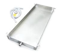 Plateau d'évacuation de condensat en acier inoxydable 304 pour climatiseur - 8 cm de profondeur - Avec tube pour usages multiples - Coussin d'égouttement de 10 x 140 cm