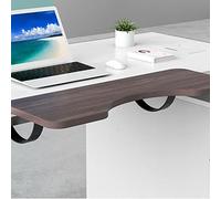 Plateau d'extension de bureau ergonomique pour ordinateur 55 x 24 cm, plateau de clavier avec support de bras, tiroir élégant noir et blanc et clip en noyer pour un confort et une nization ultimes