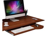 Plateau d'extension de bureau réglable - Tiroir coulissant sous le bureau pour poste de travail finition teck 70 x 26 cm, plate-forme de frappe ergonomique pour un confort amélioré et un gain de place