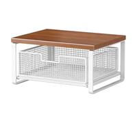 Plateau d'imprimante multifonction avec panier de rangement - Support d'imprimante pour bureau, plan de travail de cuisine, salle de bricolage, machine à café, grille-