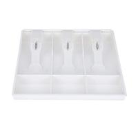 Plateau d'insertion de caisse enregistreuse, plateau de tiroir-caisse, 3 billets, 3 compartiments pour pièces d'or, boîte de rangement pour organisateur d'argent avec clips ABS (Blanche)