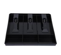 Plateau d'insertion de caisse enregistreuse, plateau de tiroir-caisse, 3 billets, 3 compartiments pour pièces d'or, boîte de rangement pour organisateur d'argent avec clips ABS (Noire)