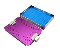 Plateau d'Instrument Médical - Boîtier de Stérilisation en Alliage d'Aluminium avec Tapis en Silicone pour Salle d'Opération Désinfection