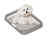 Plateau d'intérieur pour chien, grille en maille, design plat avec colonne amovible, système de nettoyage facile, équipement de propreté, idéal pour les chiots, les animaux domestiques, 47 x 36 x 5,5
