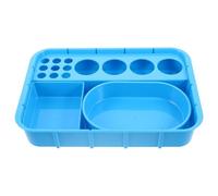 Plateau Distributeur de Remède Bleu en Plastique pour Hôpital | Organisation Compartimentée, Bords Hauts et Empilage Vertical, pour Stations et Salles de Perfusion