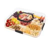 Plateau divisé, organisateur de boîte à goûter portable, 6/5 compartiments, étagère avec couvercle transparent et poignée, boîte à goûter, charcuterie de voyage, assiettes à goûter étanches