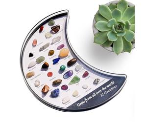 Plateau En - 32 Gemmes Moon Box Décor De Bureau Esthétique | Boîte À Bijoux De Vitrine De Roche, Support D'affichage De Bijoux, Plat De Service Élégant, Plateau En Verre Décoratif Pour Chambre