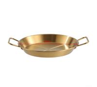 Plateau en acier inoxydable avec deux poignées ergonomiques pour transporter et servir des fruits de mer, des collations, des salades, des pâtes et des plats cuits en toute sécurité (24 cm)