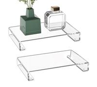 Plateau en Acrylique 2PCS Robuste Support Acrylique Piédestal Support vanité Présentoirs, Affichage Acrylique Multi-usages Riser Slipproof Clair étagère pour Afficher Le Décor