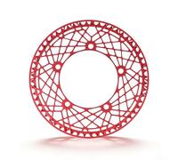 Plateau en alliage d'aluminium 53T 56T 130BCD pour vélo pliant, anneau de pédalier léger usiné CNC à disque unique, compatible avec les mini vélos de banlieue Velo (rouge 53T)