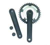 Plateau en aluminium 42T ou 38T couplé avec bras de manivelle de 170 mm pour vélos pliants et vélos électriques avec interface conique carrée standard (noir + argent 38T)