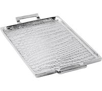Plateau en aluminium argenté - Plateau de service en métal argenté - Plateau décoratif - Décoration pour le salon, la salle à manger ou la cuisine - Aspect cuir de serpent - 42 cm, 49 cm ou 55 cm