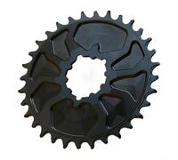 Plateau en aluminium léger à 3 boulons de 3 mm - Support direct pour VTT prenant en charge les transmissions de 8 à 12 vitesses avec rétention de chaîne améliorée (34T Noir)