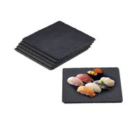 Plateau en ardoise, lot de 12, 25 x 25 cm, assiette de présentation, carré, plat de service, déco, anthracite