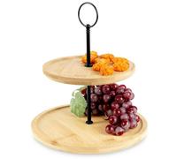 Excellent Houseware Plateau de service 2 niveaux bambou 16,5/21,5 cm, support de service, présentoir à gâteaux, support de service rond 447448