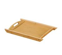 Plateau en Bambou avec Poignée, Plateau Rectangulaire Emboîtable, Facile à Nettoyer, Profondeur de 2 cm, Idéal pour la Maison, la Cuisine(Beige,52x34x3.5cm/21x13x1.4in)