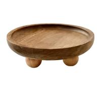 Plateau en Bois, Assiette à Bougie Rustique avec Pieds pour Savon, Parfum, clés, Plateau de vanité pour Cuisine, Salle de Bain, entrée, Petit Bois Rond