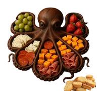 Plateau en bois - Assiette à dîner en bois | Table de service créative en bois nautique avec 8 motifs de tentacules pour fromage, viande, fruits et fruits de mer, pour les amateurs de fruits de mer