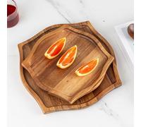 Plateau en bois avec soucoupe lisse pour servir des aliments, des desserts, des bonbons, des bonbons, conçu pour la salle à manger et le divertissement (L)