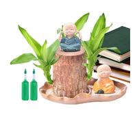 Plateau En Bois Brésilien - Bois Porte-bonheur Brésilien | Brésil Brésil Bouche De Bois Avec 2 Figurines De Moines | Porte-bonheur Brésilien Ba-mboo Pour Purifier L'Intérieur | Ornamen