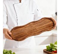 Plateau en bois de forme ovale unique - Assiette, plat, surface lisse et polie, convient pour les desserts, le café, le fromage, le pain, les amuse-gueules et les collations, les thés, les présentoirs