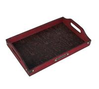 Plateau en bois de style oriental avec motif sculpté pour présenter des fruits, des collations, des desserts et plus encore dans un plateau de service rectangulaire tendance et esthétique