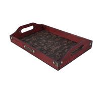 Plateau en bois de style oriental avec motif sculpté pour présenter des fruits, des collations, des desserts et plus encore dans un plateau de service rectangulaire tendance et esthétique