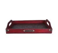 Plateau en bois de style oriental avec motif sculpté pour présenter des fruits, des collations, des desserts et plus encore dans un plateau de service rectangulaire tendance et esthétique