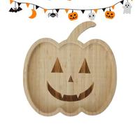 Plateau en bois d'Halloween - Assiette de service Tabouret, Planche décorative en bois avec éléments, affichage de qualité alimentaire | Plan de travail pour fromage à Pizza Décoration de