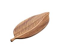 Plateau en bois élégant en forme de feuille pour cuisine et salon - Plateau de service élégant - Gfm942 - Kaki - 30 x 12 x 2 cm