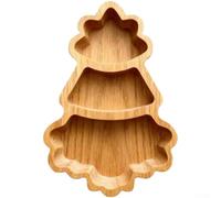 Plateau en bois en forme d'arbre de Noël pour servir de service à goûter ou de centre de table décoratif (1)